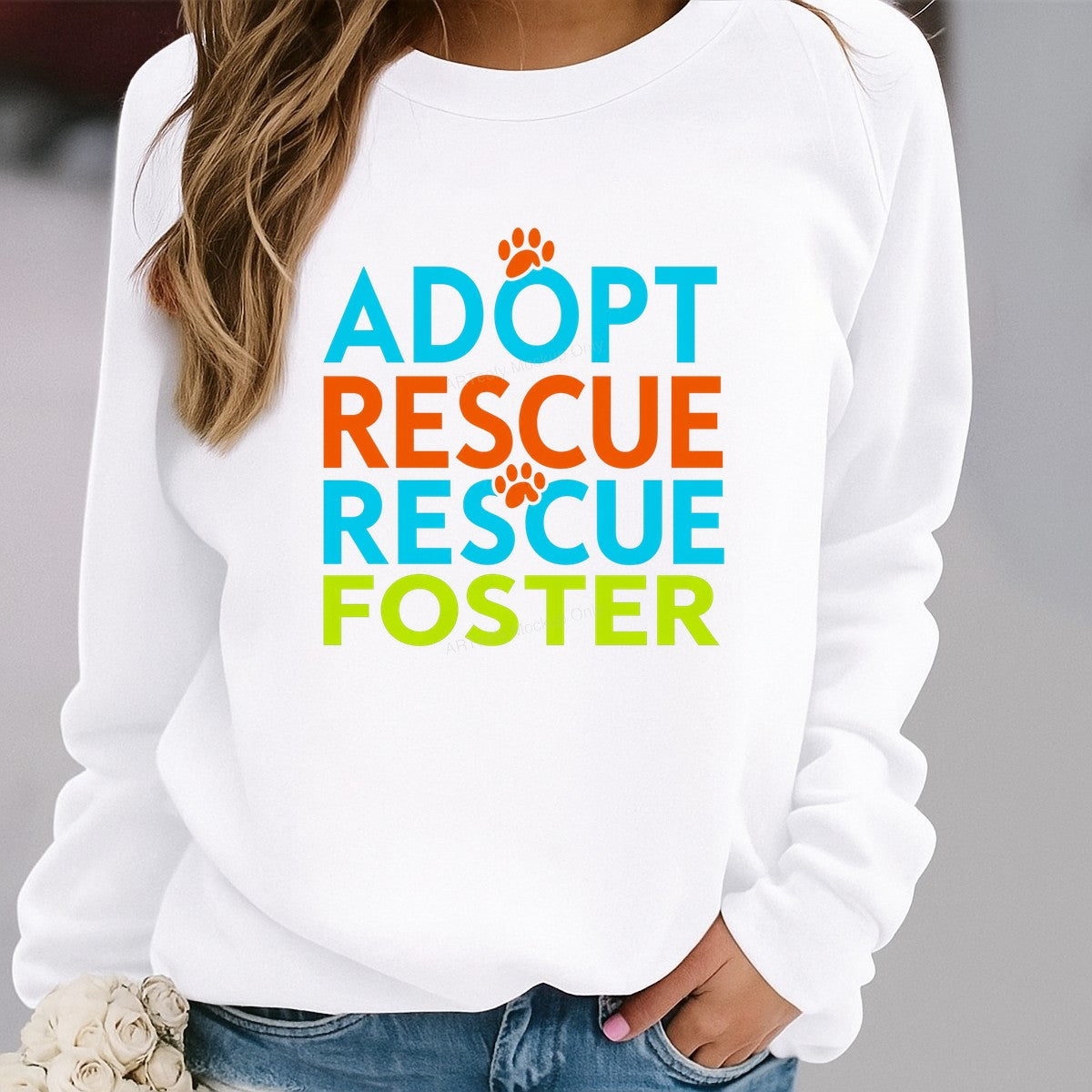 DTF Heat Transfer Adopt Rescue Foster Paw Print Quote Neon Lettering for T Shirts Hoodies and Tote Bags - 2