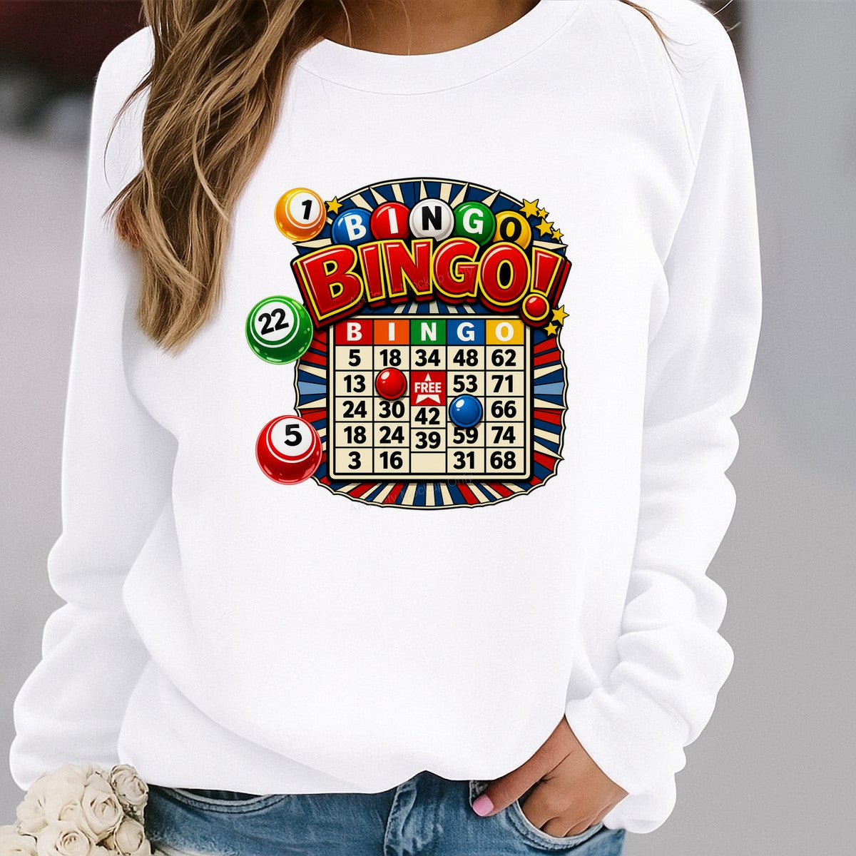 DTF Transfer Bingo Card and Colorful Bingo Balls Graphic for T Shirts Hoodies and Tote Bags - 2
