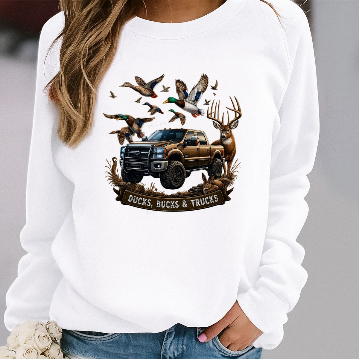 DTF Transfer Ducks Bucks and Trucks Quote with Pickup Deer and Duck Hunting Graphic for T Shirts Hoodies and Gifts - 2