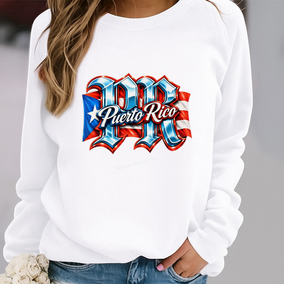DTF Heat Transfer Puerto Rico Flag PR Lettering Graphic for T Shirts Hoodies and Tote Bags - 2