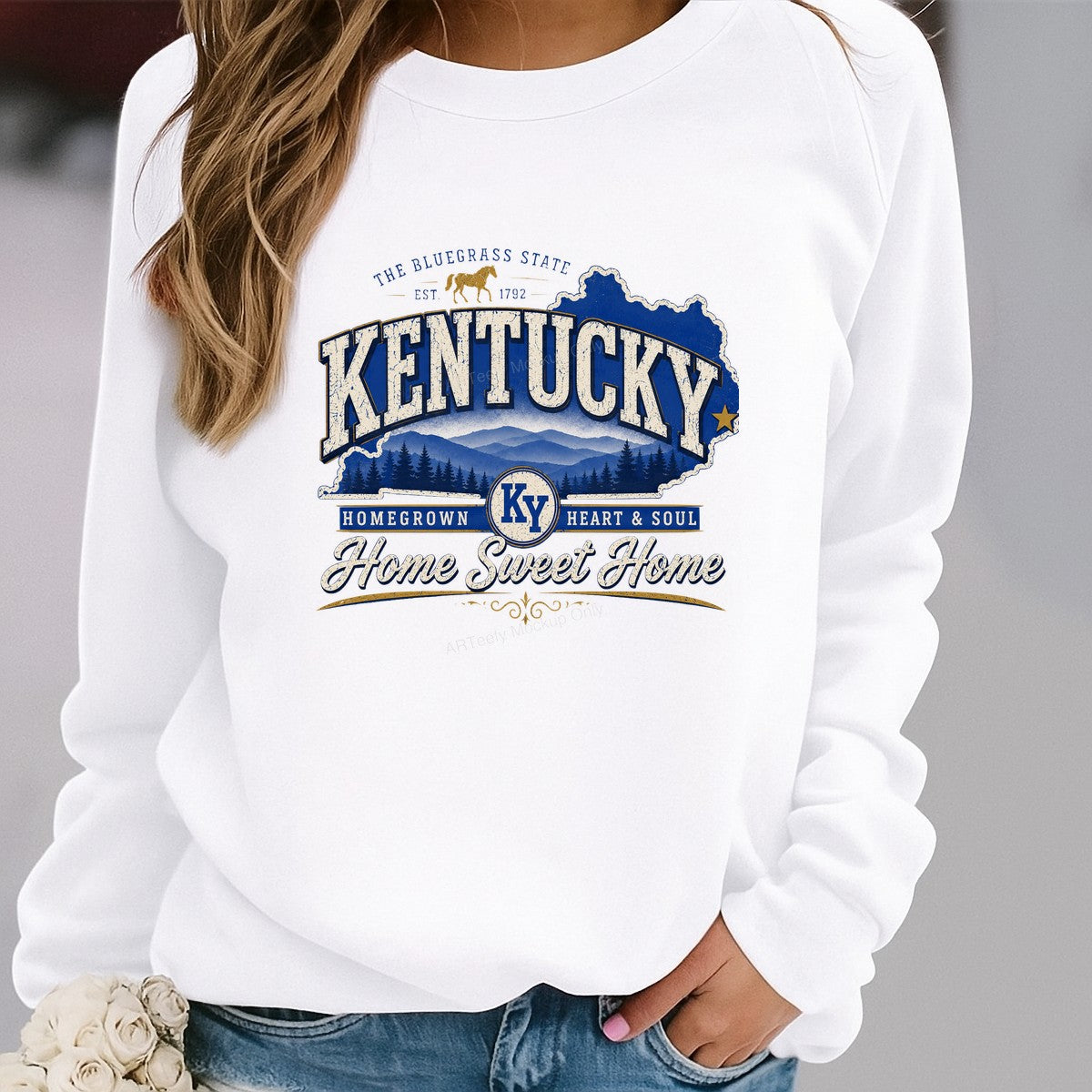 DTF Heat Transfer Kentucky Home Sweet Home Bluegrass State Map Graphic for T Shirts Hoodies and Tote Bags - 2