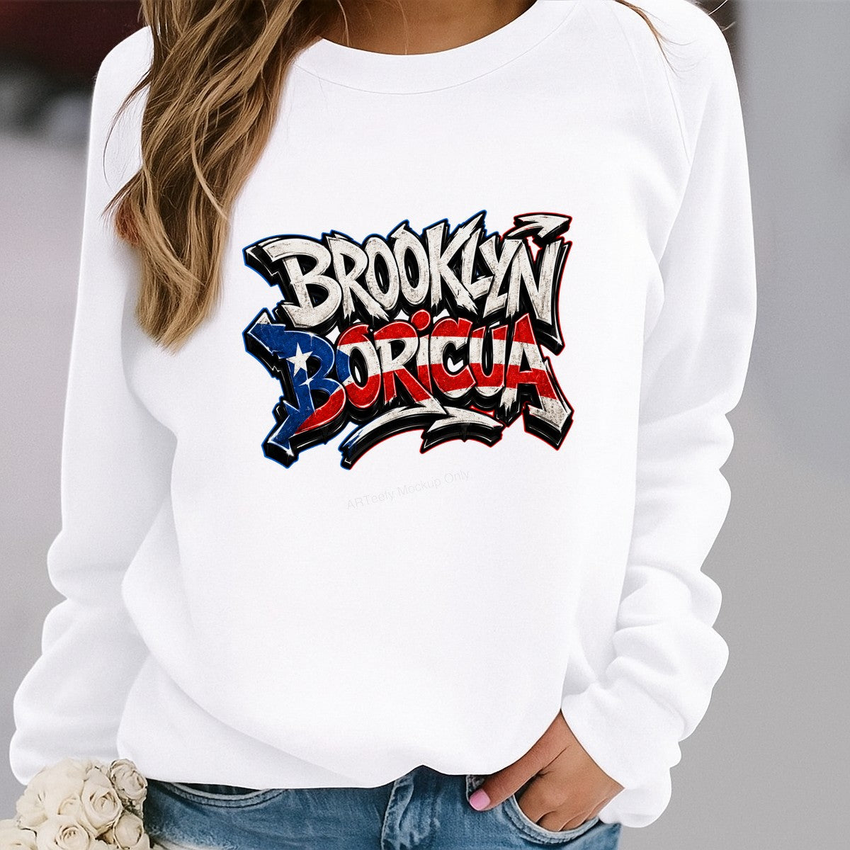 DTF Heat Transfer Brooklyn Boricua Puerto Rican Flag Graffiti Graphic for T Shirts Hoodies and Tote Bags - 2