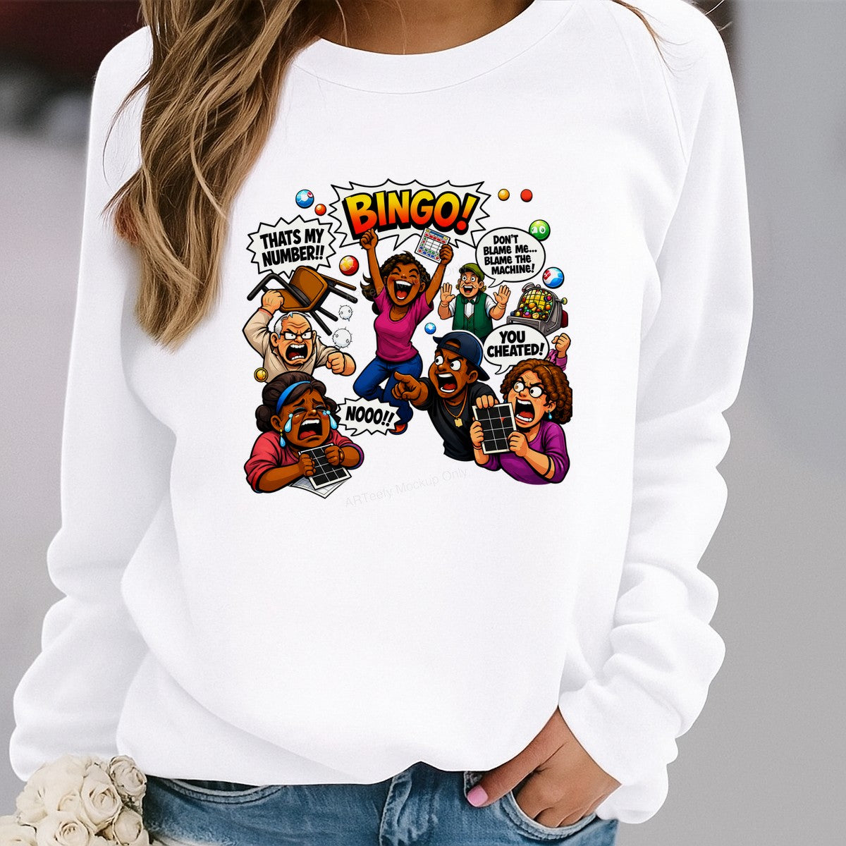 Funny Graphic Transfer Bingo Cartoon Chaos Quote Design for T Shirts Hoodies and Game Night Apparel - 2