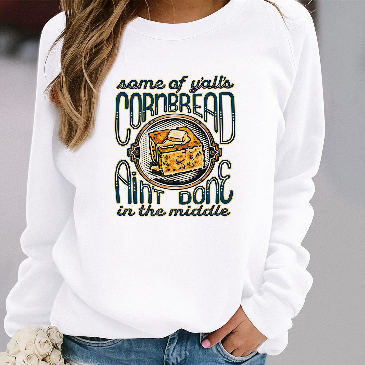 Funny Graphic Transfer Some Of Y’all’s Cornbread Ain’t Done Quote Retro Cornbread Art for T Shirts Hoodies and Aprons - 2