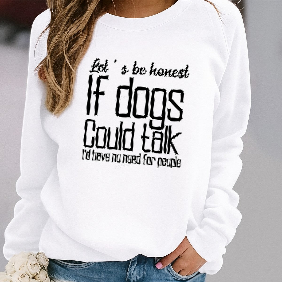 Funny Graphic Transfer If Dogs Could Talk Quote Outline Text Design for T Shirts Hoodies and Tote Bags - 2