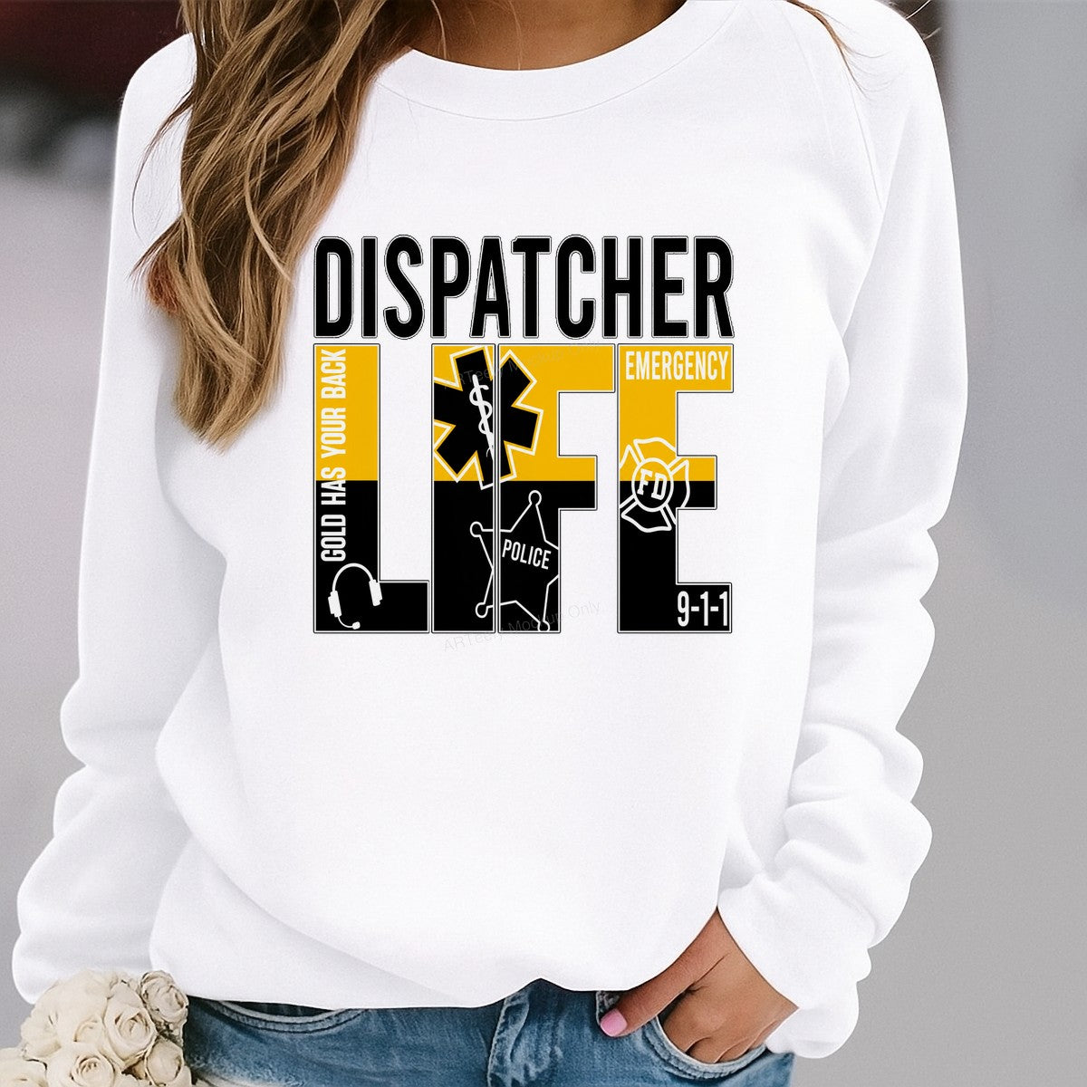 DTF Heat Transfer Dispatcher Life 911 Emergency Services Graphic for T Shirts Hoodies and Work Apparel - 2