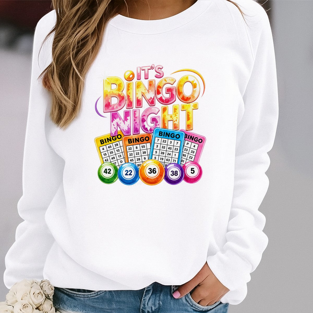 DTF Transfer It’s Bingo Night Quote with Colorful Cards and Balls Graphic for T Shirts Hoodies and Party Apparel - 2