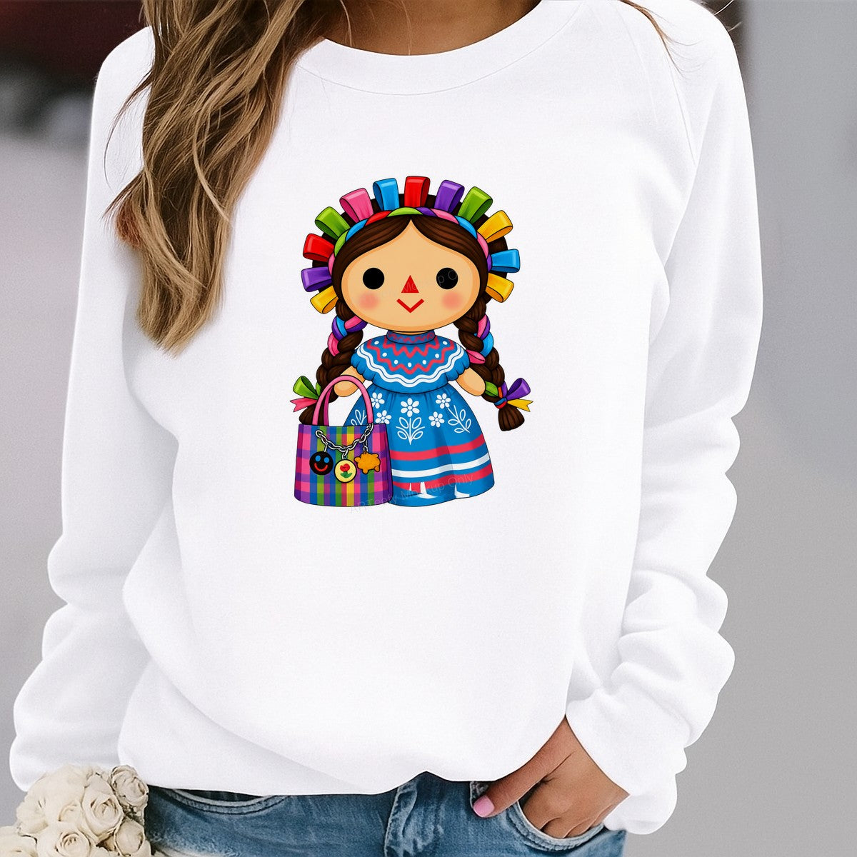 DTF Transfer Cute Mexican Doll in Traditional Dress Colorful Graphic for T Shirts Hoodies and Tote Bags - 2