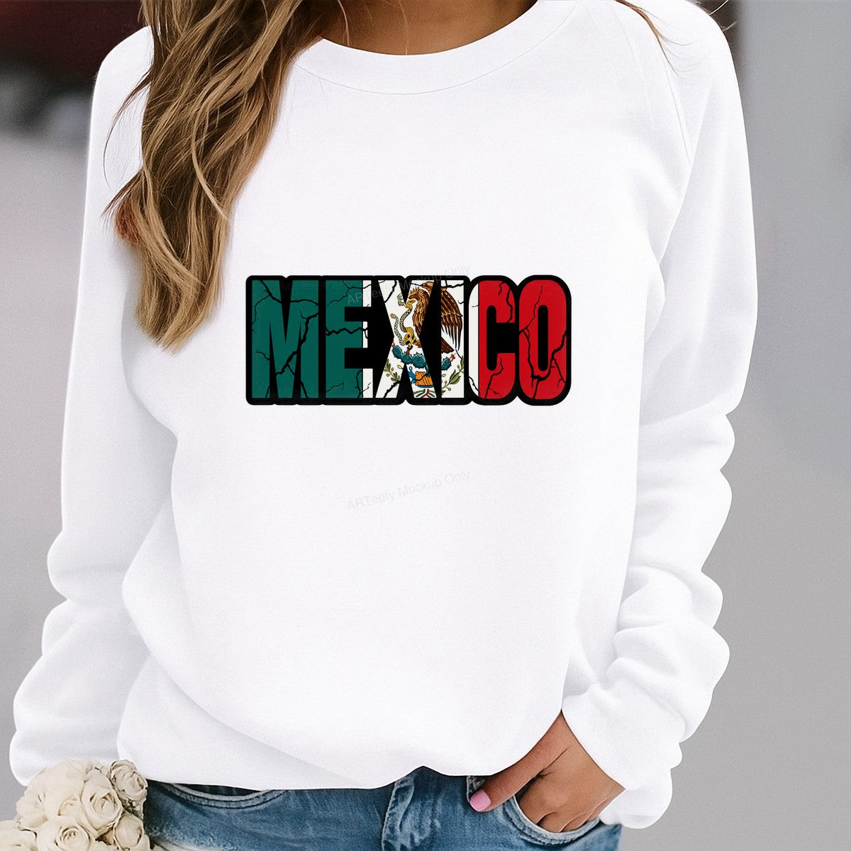 DTF Transfer Mexico Flag Eagle Cracked Lettering Graphic for T Shirts Hoodies and Tote Bags - 2