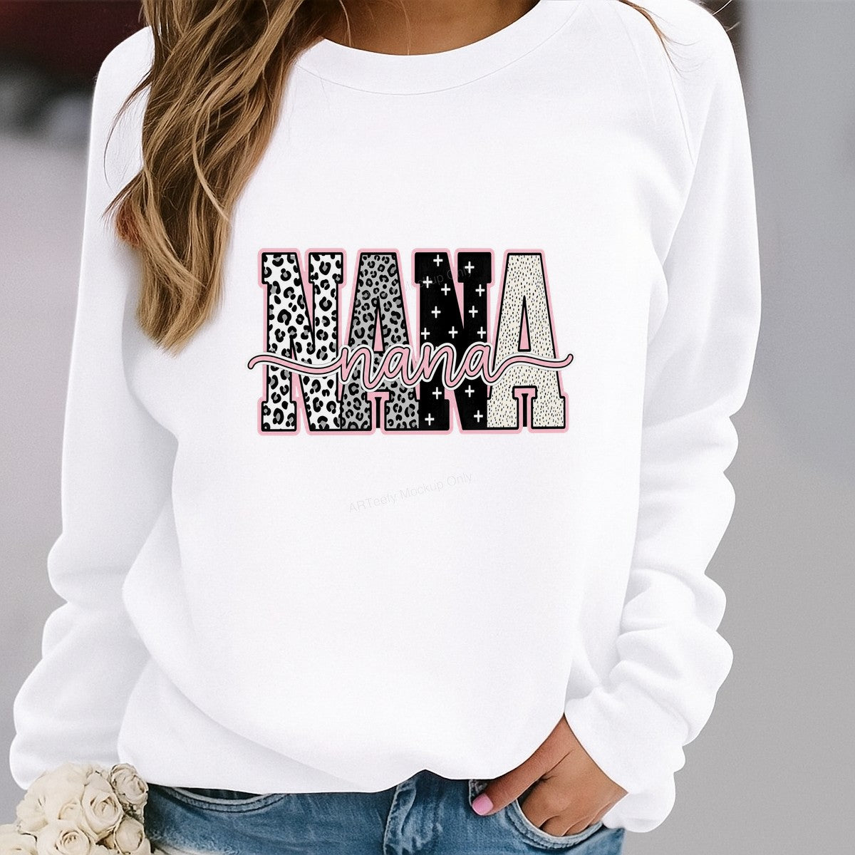 DTF Transfer Nana Leopard and Pattern Letter Graphic for T Shirts Hoodies and Gifts - 2