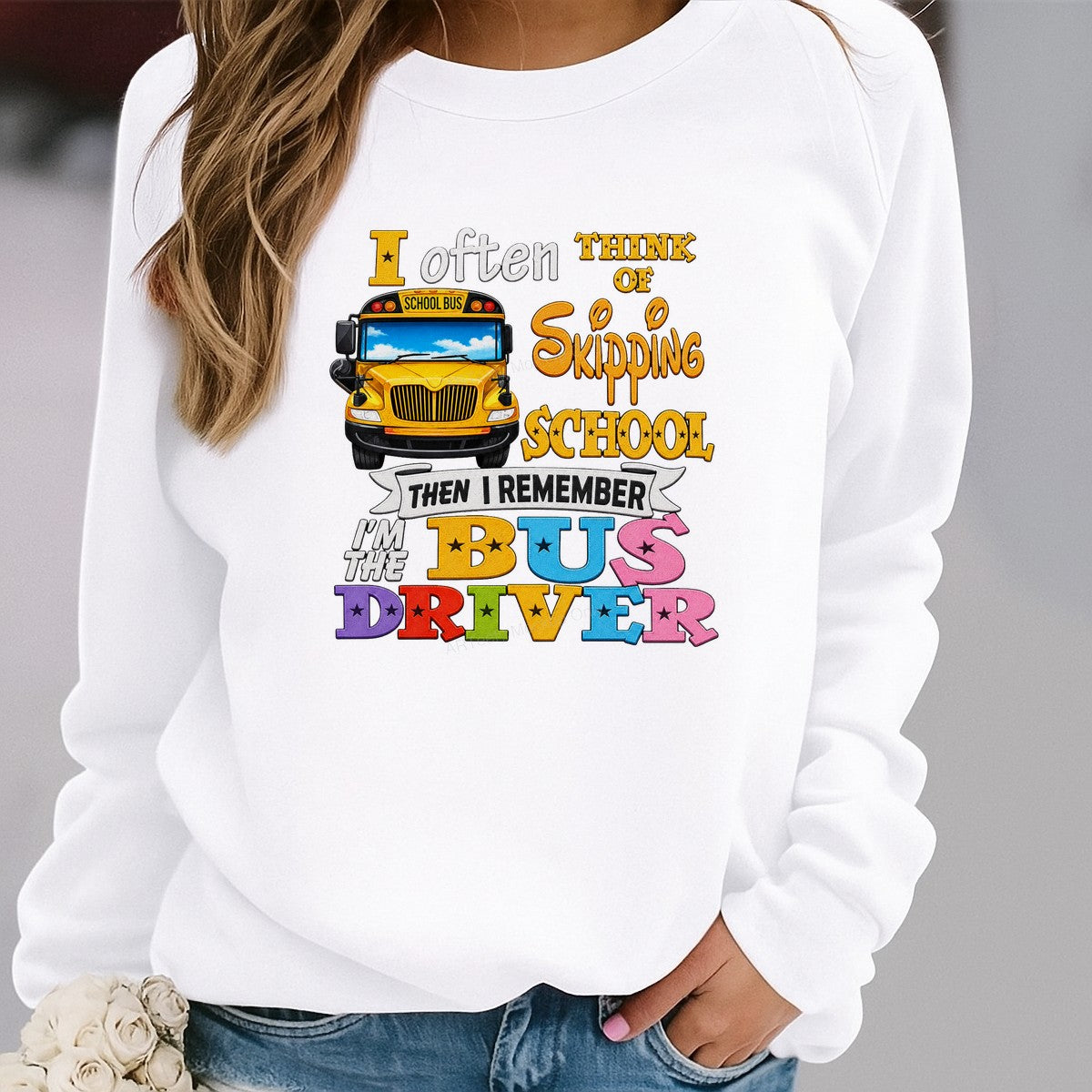 Funny Graphic Transfer Bus Driver Skipping School Quote with Yellow School Bus for T Shirts Hoodies and Gifts - 2