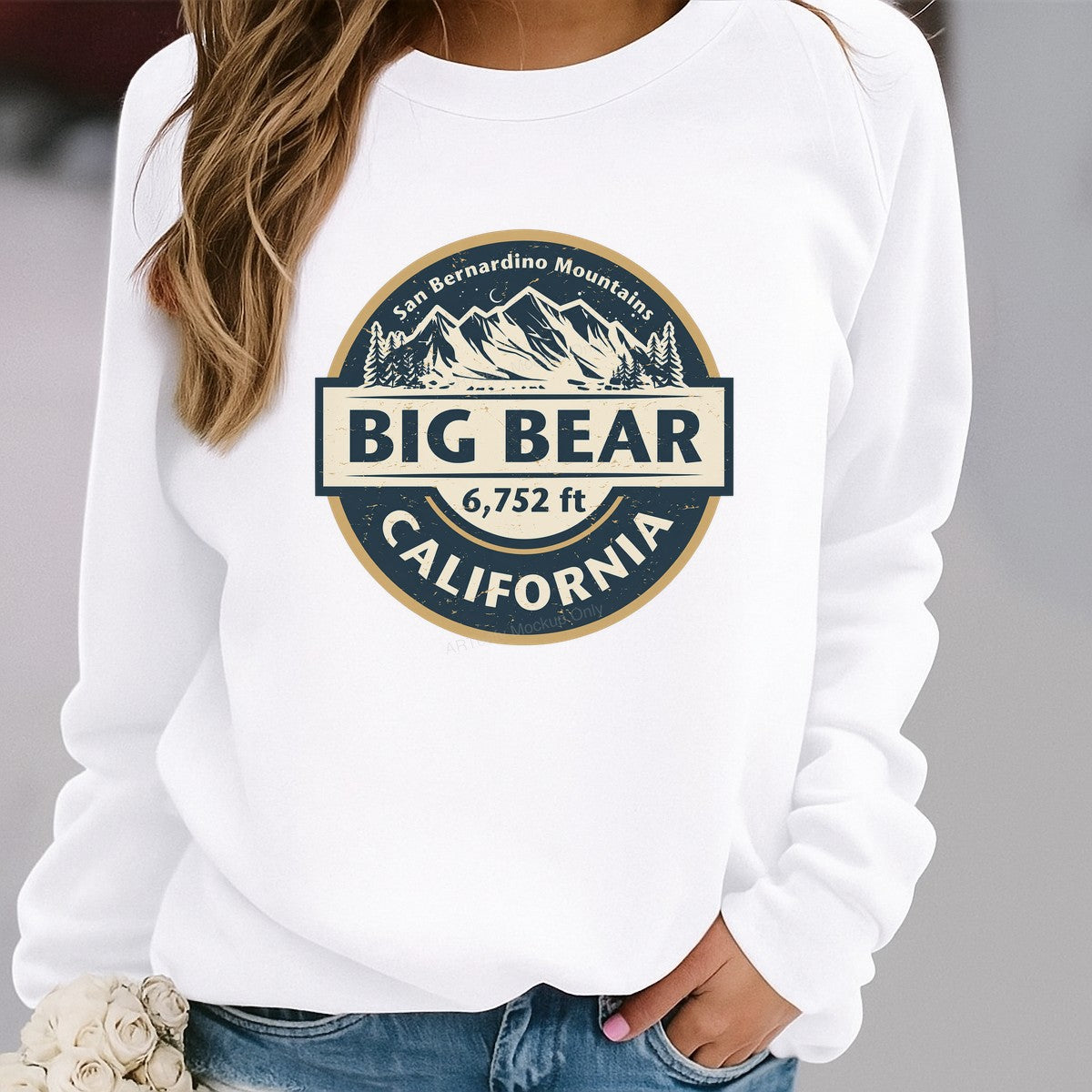 DTF Transfer Big Bear California Mountain Badge Vintage Outdoor Graphic for T Shirts Hoodies and Camping Apparel - 2