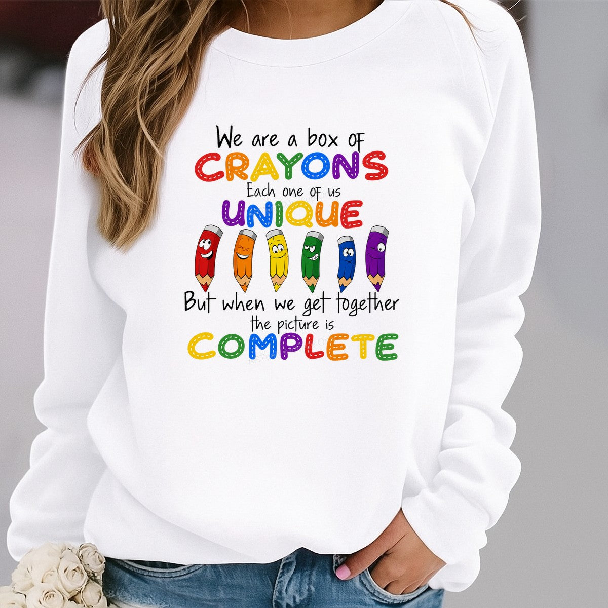 DTF Transfer We Are a Box of Crayons Unique Quote with Colorful Cartoon Pencils Graphic for Teacher Shirts School Apparel and Gifts - 2