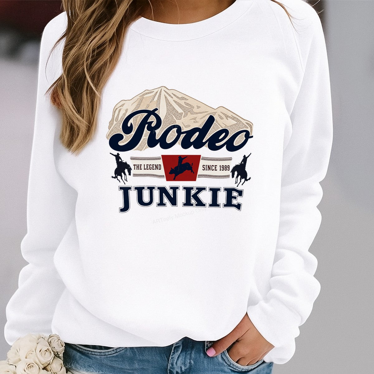 Western Heat Transfer Rodeo Junkie The Legend Since 1989 Cowboy Graphic for T Shirts Hoodies and Rodeo Apparel - 2