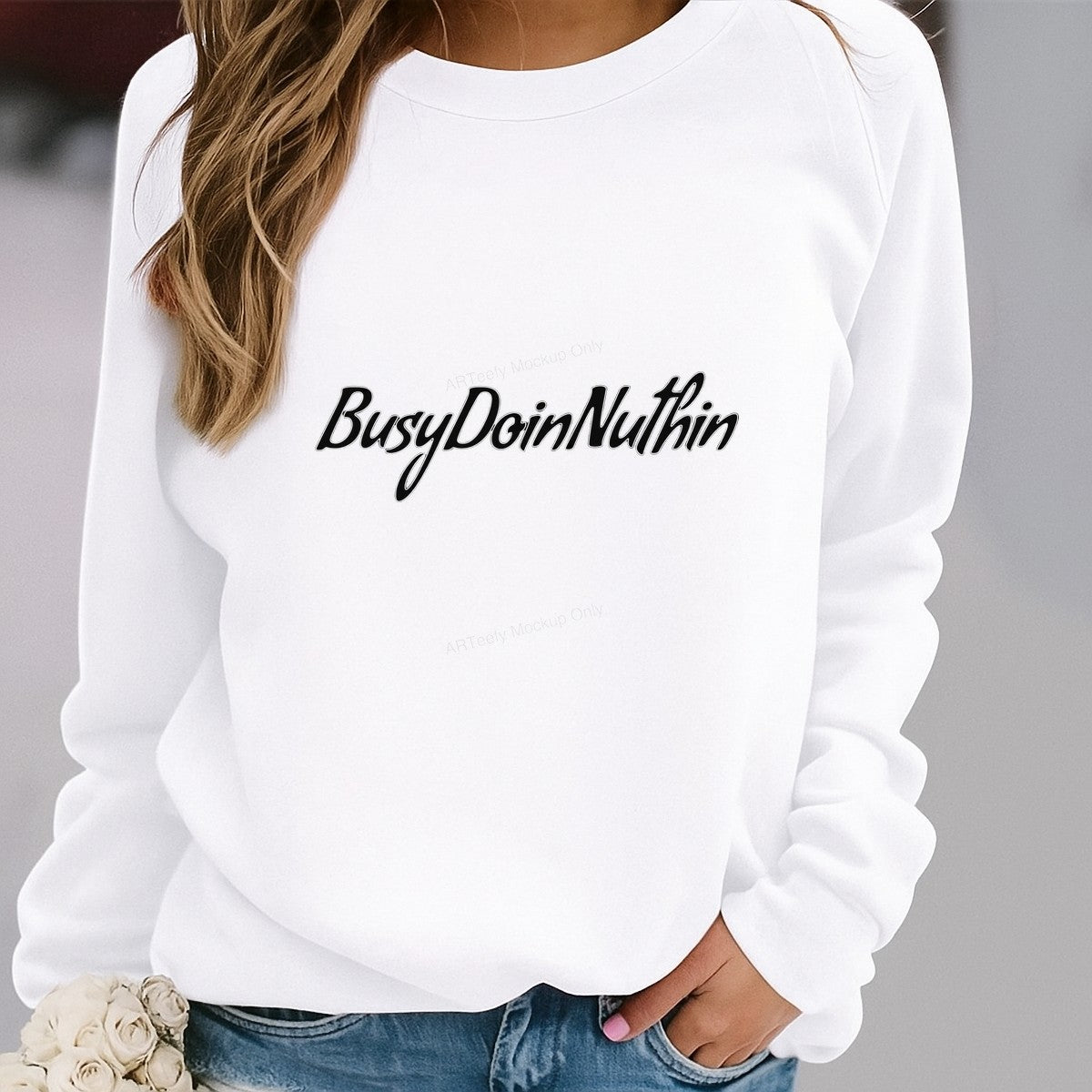 Funny Graphic Transfer Busy Doin Nuthin Script Quote Design for T Shirts Hoodies and Tote Bags - 2