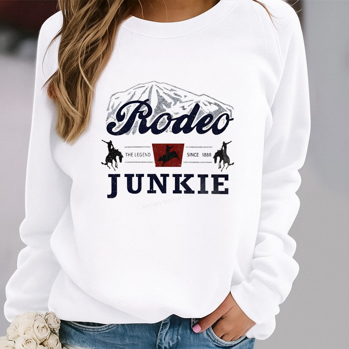 Western Heat Transfer Rodeo Junkie The Legend Since 1888 Vintage Cowboy Graphic for T Shirts Hoodies and Tote Bags - 2