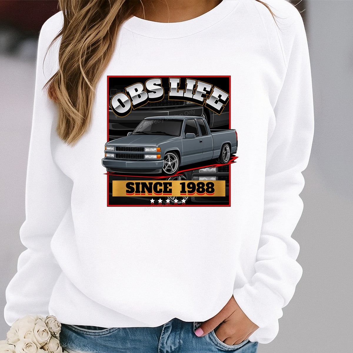 DTF Transfer OBS Life Since 1988 Pickup Truck Graphic for T Shirts Hoodies and Garage Apparel - 2
