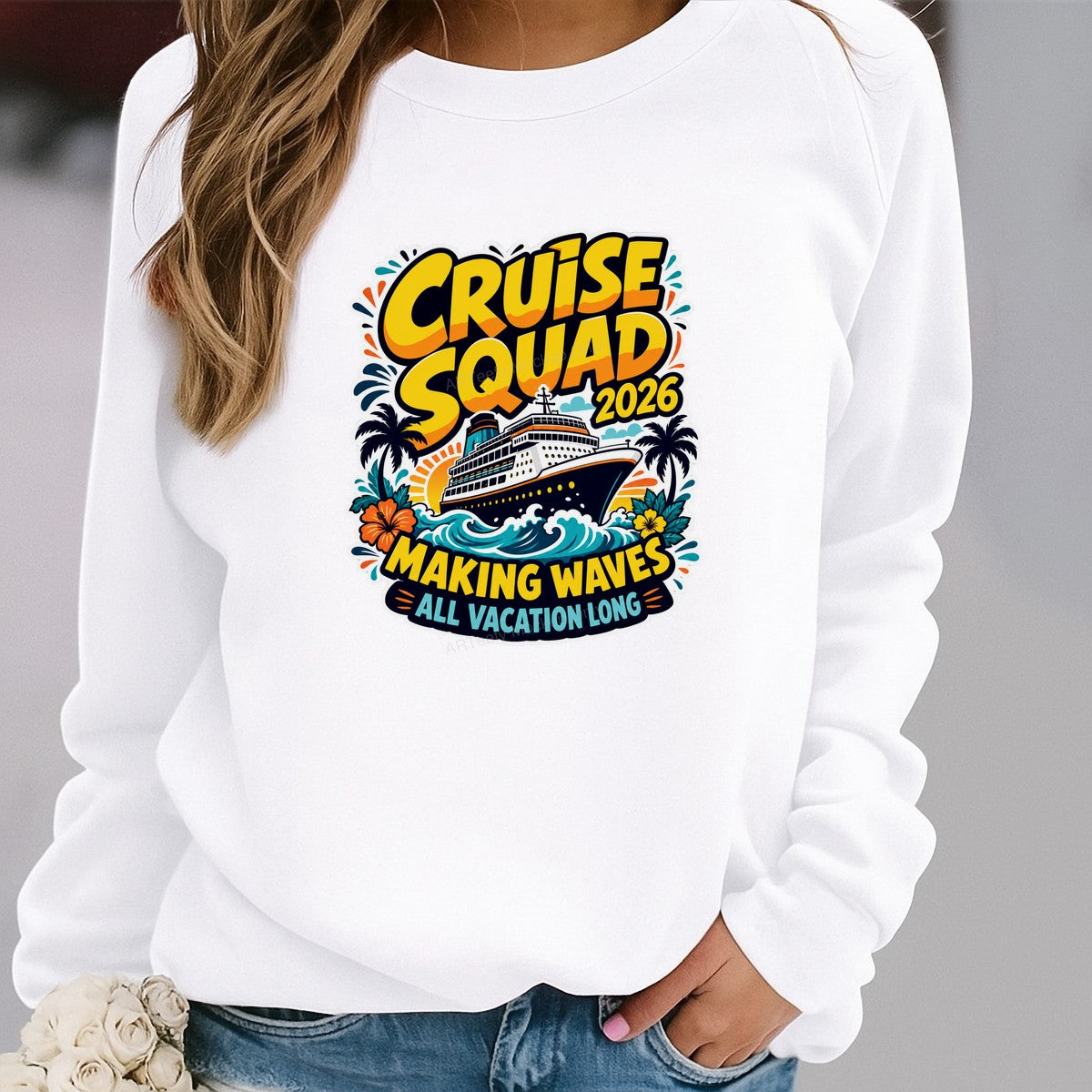 DTF Heat Transfer Cruise Squad 2026 Making Waves Cruise Ship Graphic for T Shirts Hoodies and Vacation Apparel - 2
