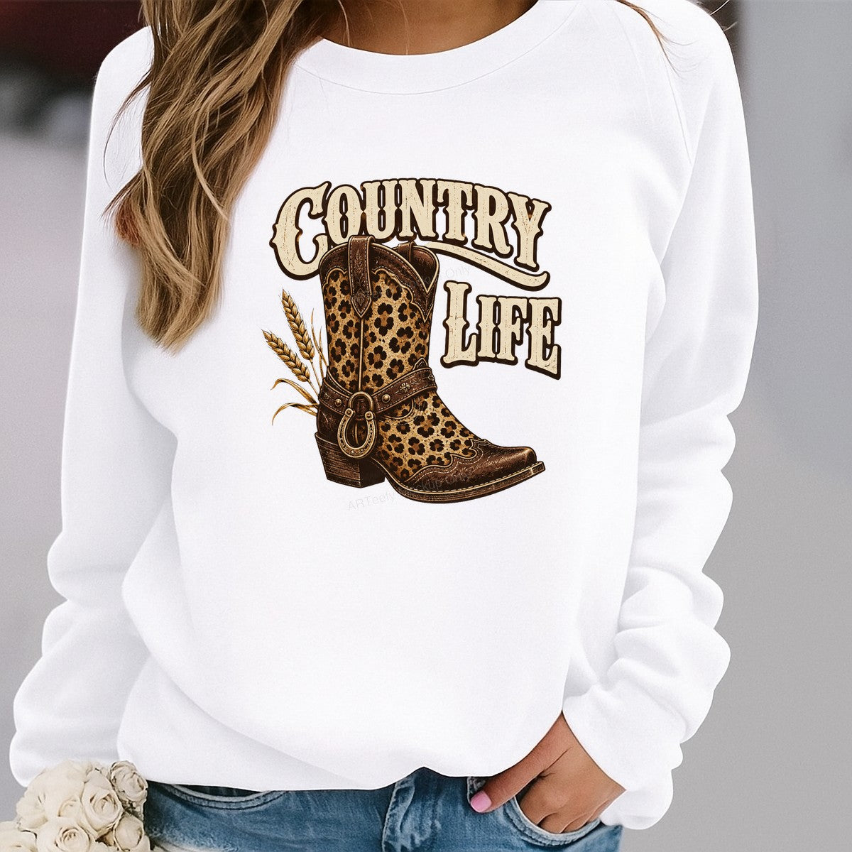 Western Heat Transfer Country Life Leopard Cowgirl Boot Graphic for T Shirts Hoodies and Tote Bags - 2