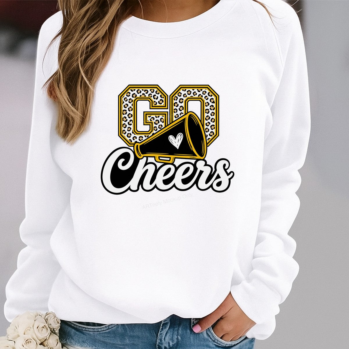 DTF Transfer Go Cheers Leopard Print Megaphone Graphic for T Shirts Hoodies and Game Day Apparel - 2