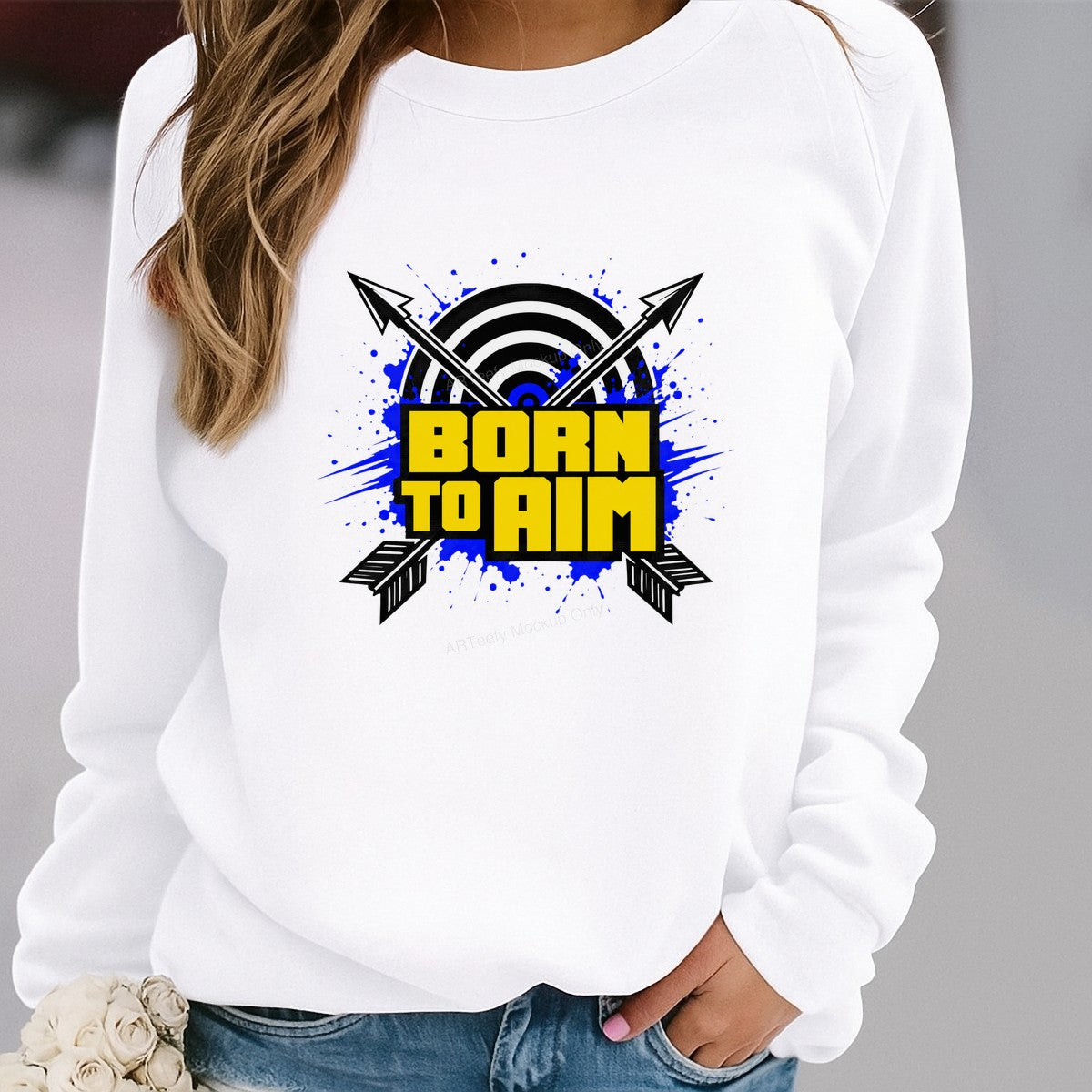 DTF Transfer Born To Aim Archery Target and Arrows Graphic for T Shirts Hoodies and Sports Apparel - 2