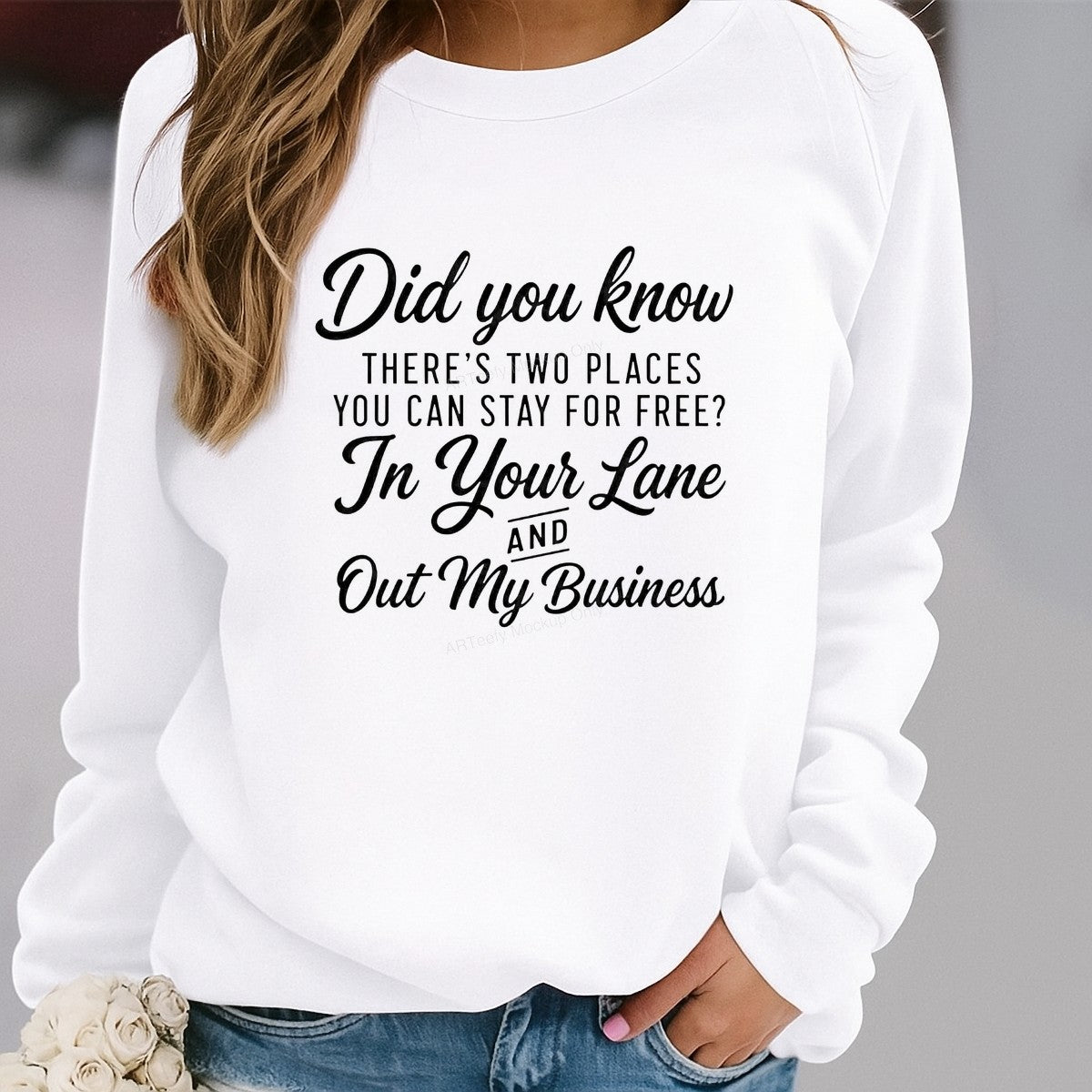 Funny Graphic Transfer In Your Lane Out My Business Sass Quote Script Design for T Shirts Hoodies and Tote Bags - 2