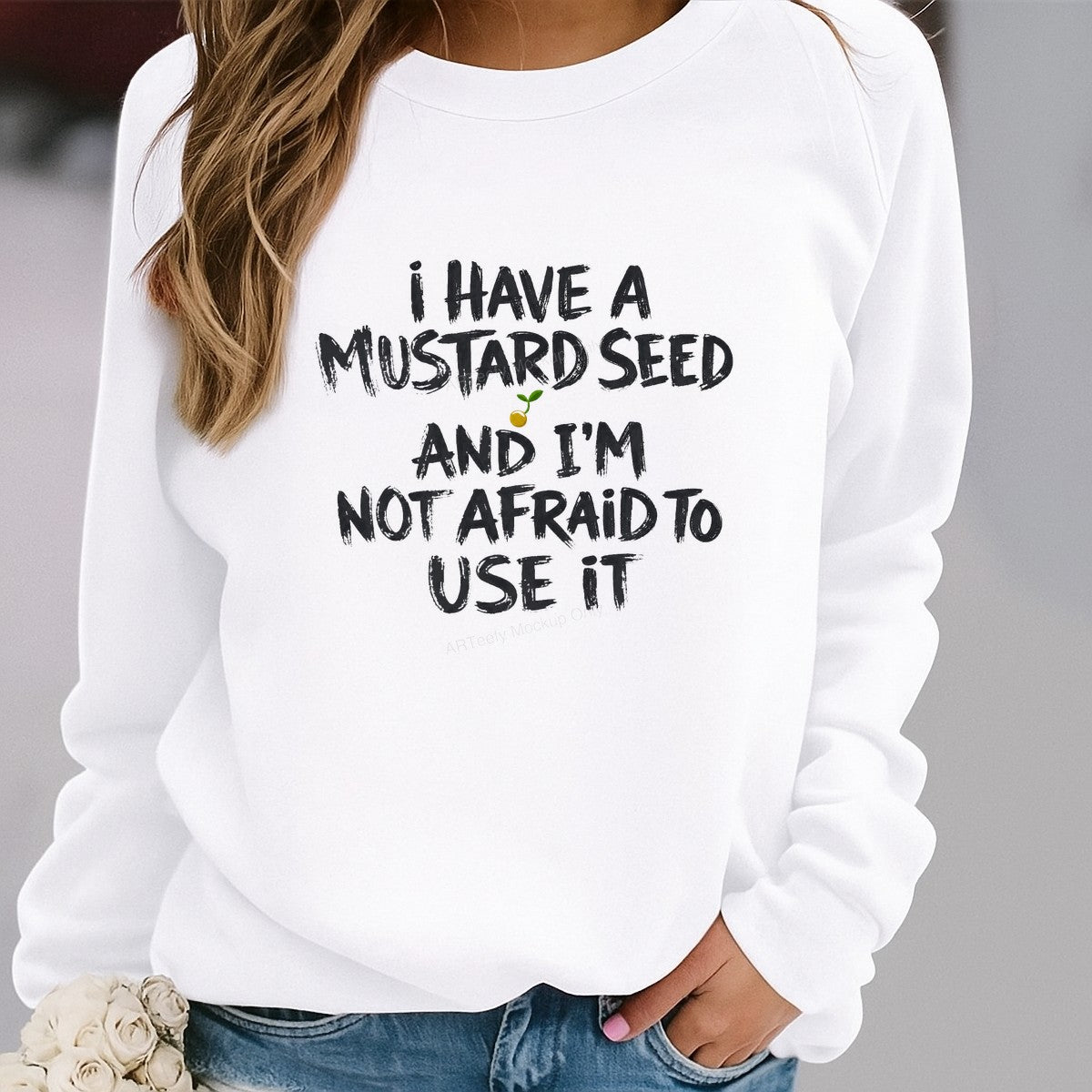 Christian Heat Transfer I Have a Mustard Seed Quote Brush Lettering Design for T Shirts Hoodies and Tote Bags - 2