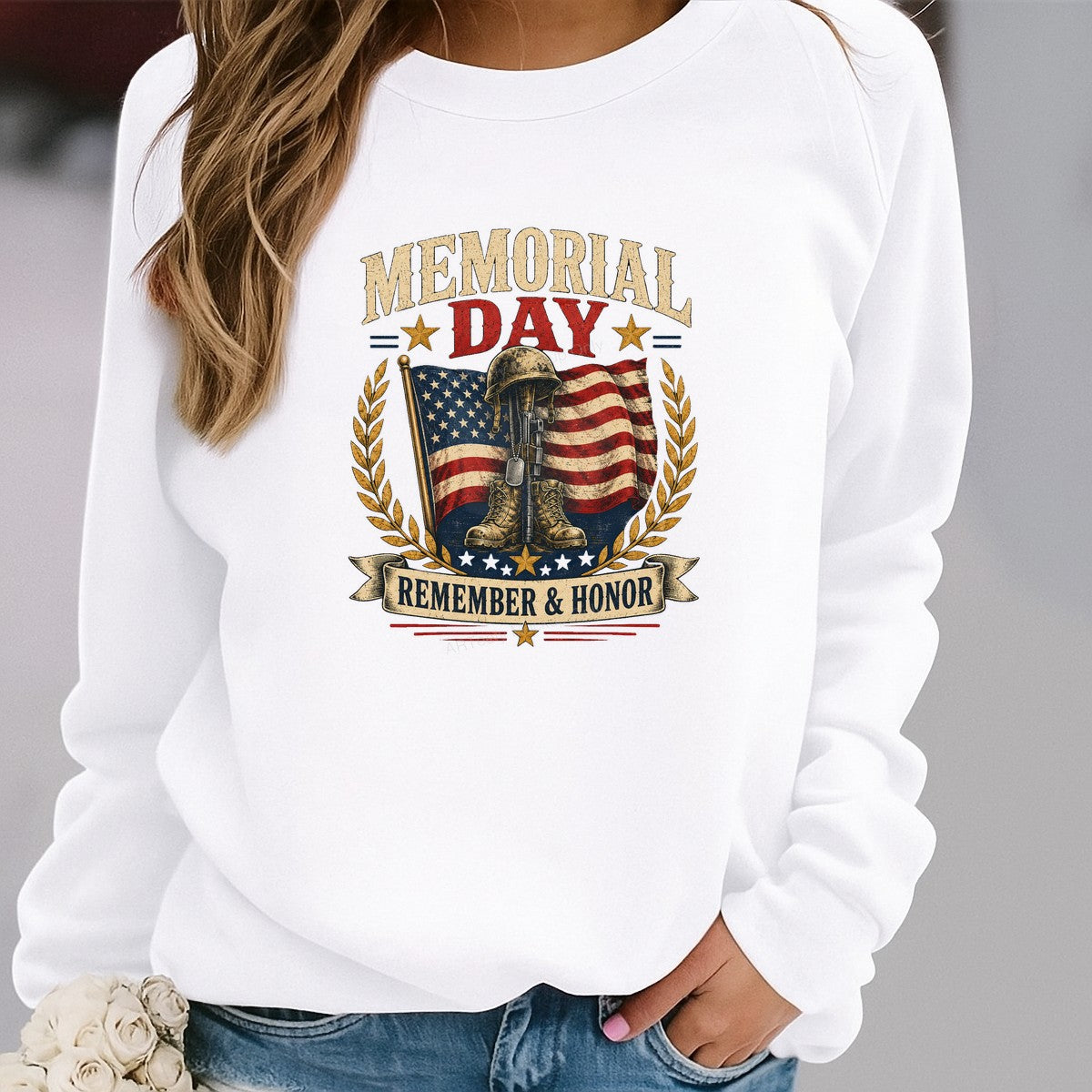 DTF Transfer Memorial Day Remember & Honor American Flag Soldier Graphic for Holiday Shirts Casual Wear and Gifts - 2