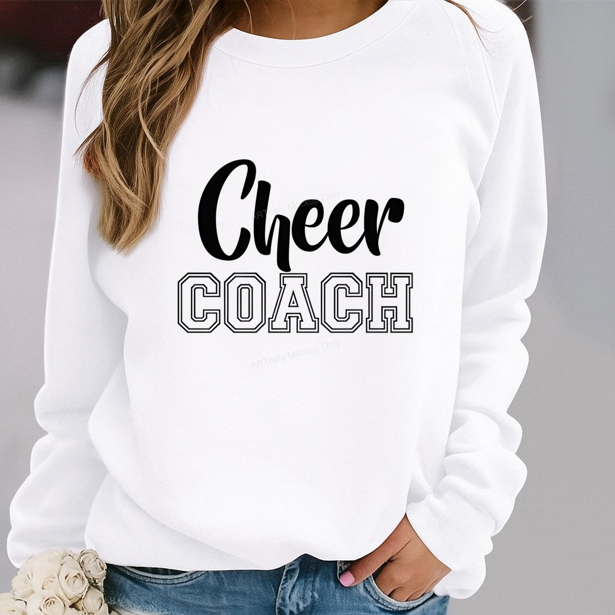 DTF Transfer Cheer Coach Script and Varsity Letter Graphic for T Shirts Hoodies and Tote Bags - 2