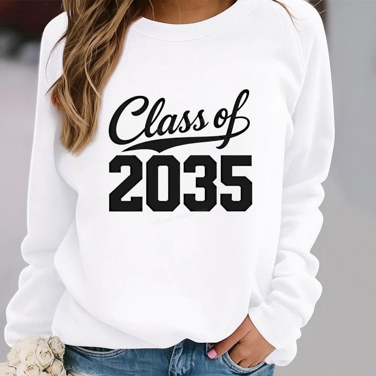DTF Transfer Class of 2035 Graduation Year Bold Script Graphic for T Shirts Hoodies and Tote Bags - 2