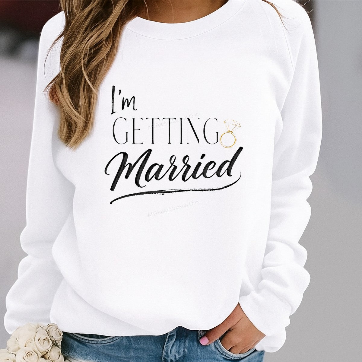DTF Transfer I’m Getting Married Quote with Gold Ring Script Design for Bridal Shirts and Engagement Party Apparel - 2