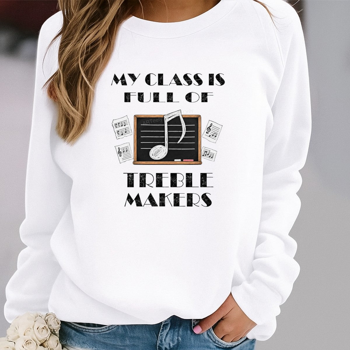 Funny Graphic Transfer My Class Is Full Of Treble Makers Chalkboard Music Note Design for Teacher Shirts and Music Classroom Gifts - 2