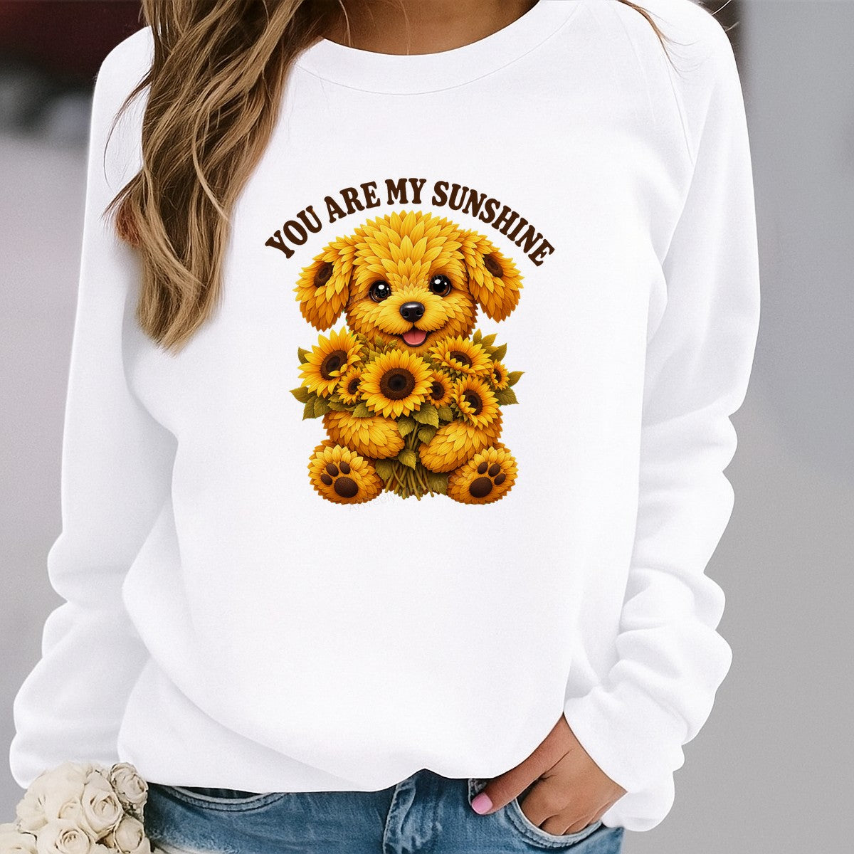 DTF Transfer You Are My Sunshine Sunflower Puppy Graphic for T Shirts Hoodies and Tote Bags - 2