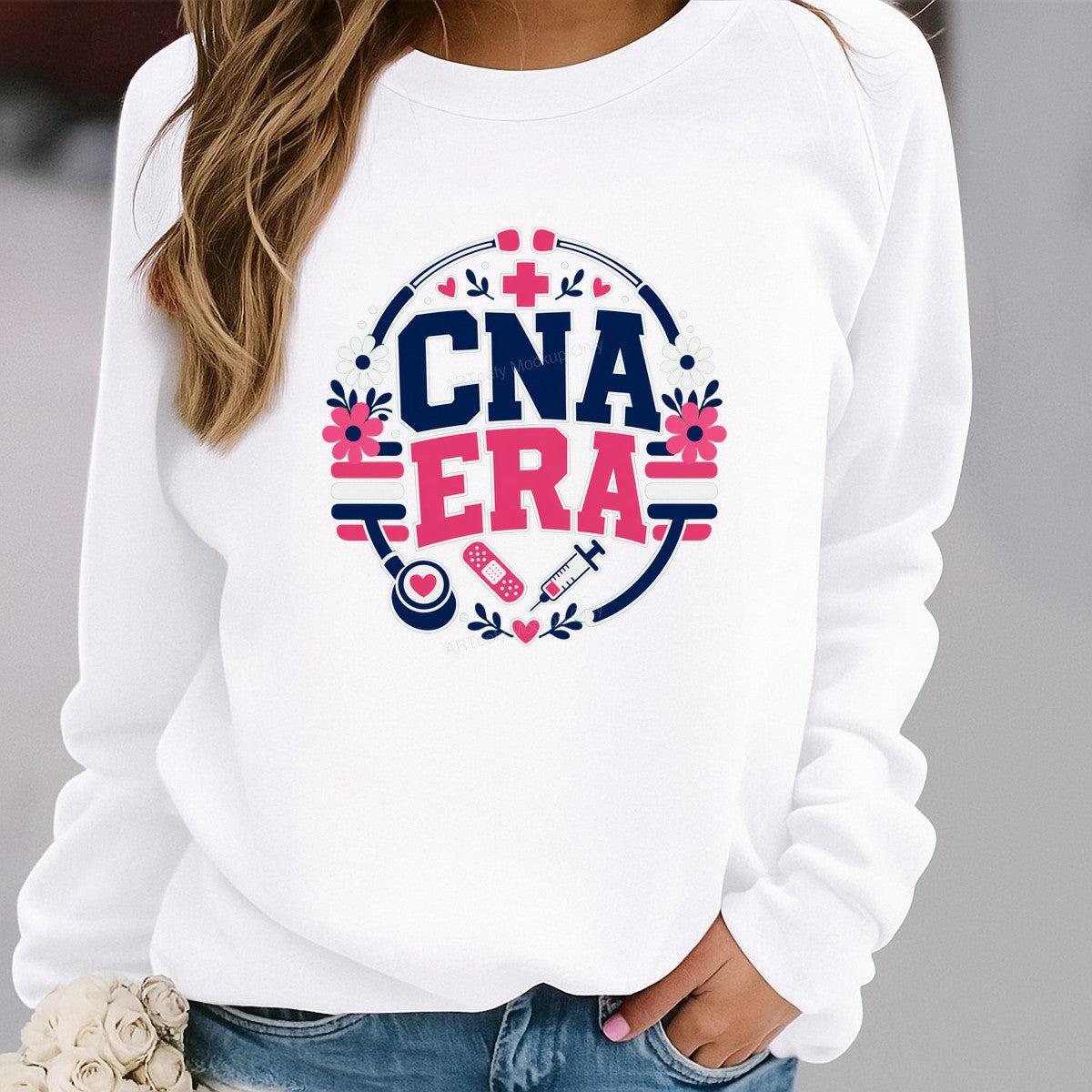 DTF Transfer CNA Era Nurse Stethoscope Floral Medical Graphic for T Shirts Hoodies and Tote Bags - 2