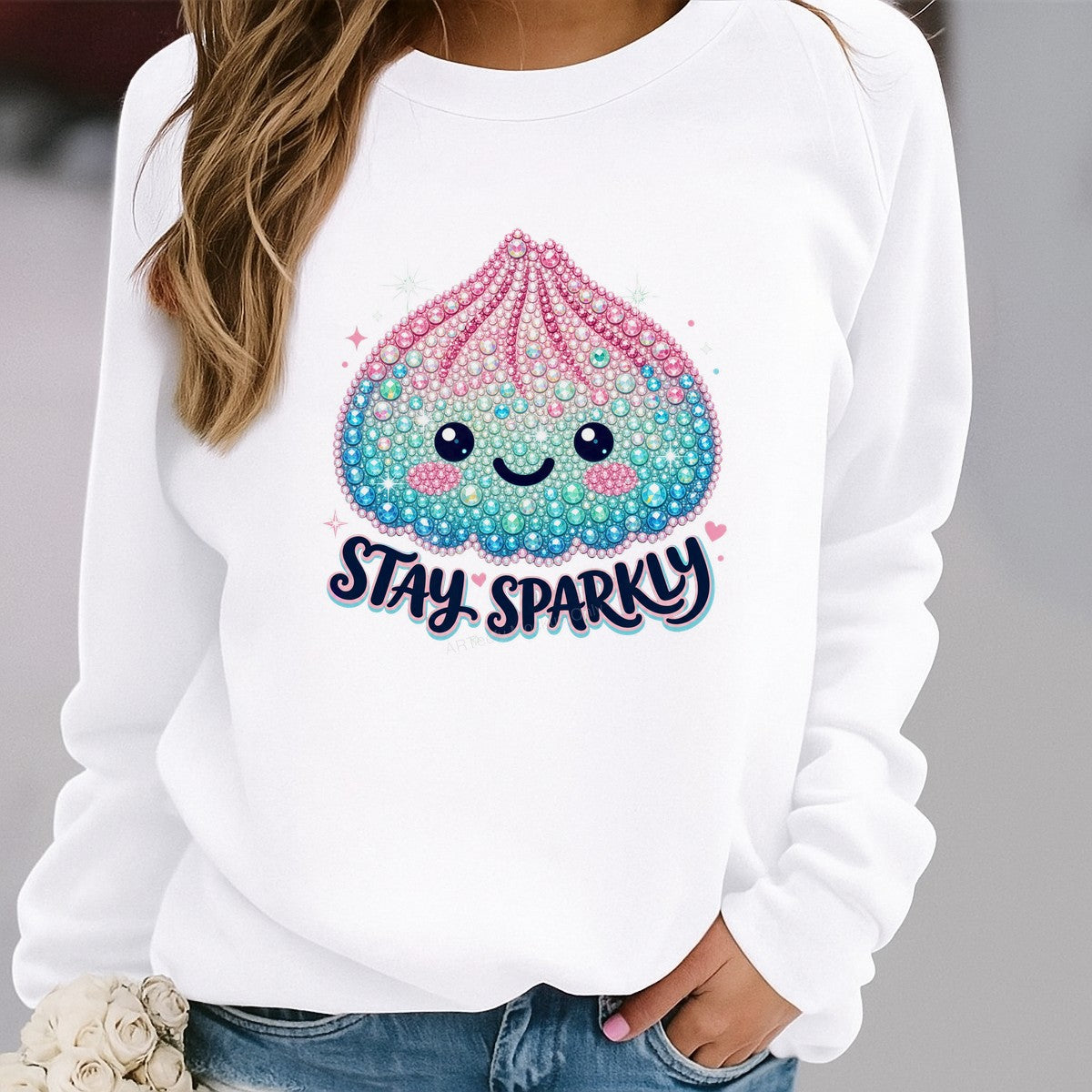 DTF Heat Transfer Stay Sparkly Kawaii Gem Dumpling Graphic for T Shirts Hoodies and Tote Bags - 2