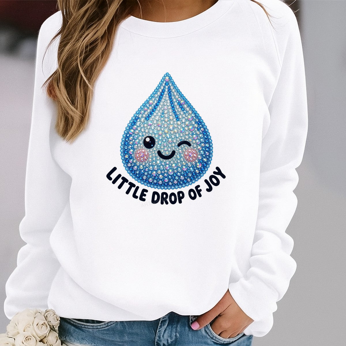 DTF Heat Transfer Little Drop of Joy Kawaii Rhinestone Water Drop Graphic for T Shirts Hoodies and Tote Bags - 2