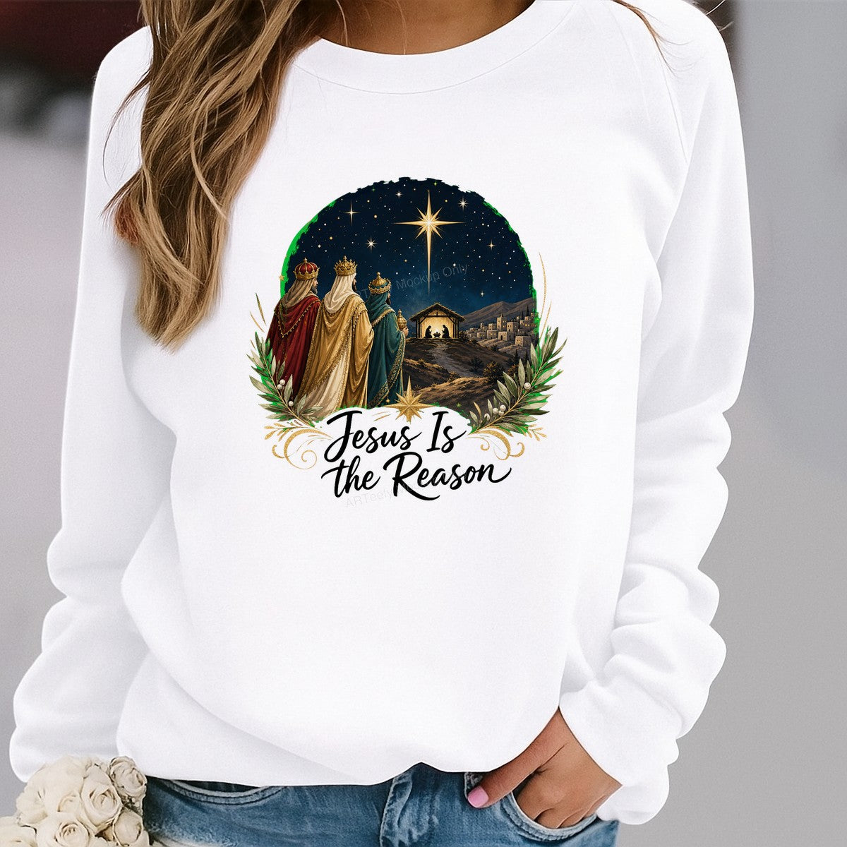 Christian Heat Transfer Jesus Is the Reason Nativity and Wise Men Graphic for Christmas Shirts and Hoodies - 2