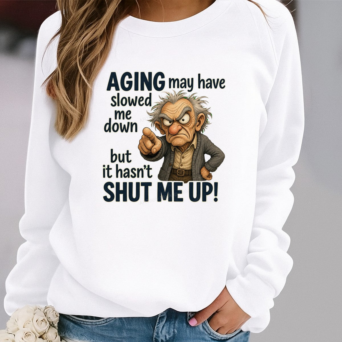 Funny Graphic Transfer Grumpy Old Man Aging Quote Cartoon Design for T Shirts Hoodies and Gifts - 2
