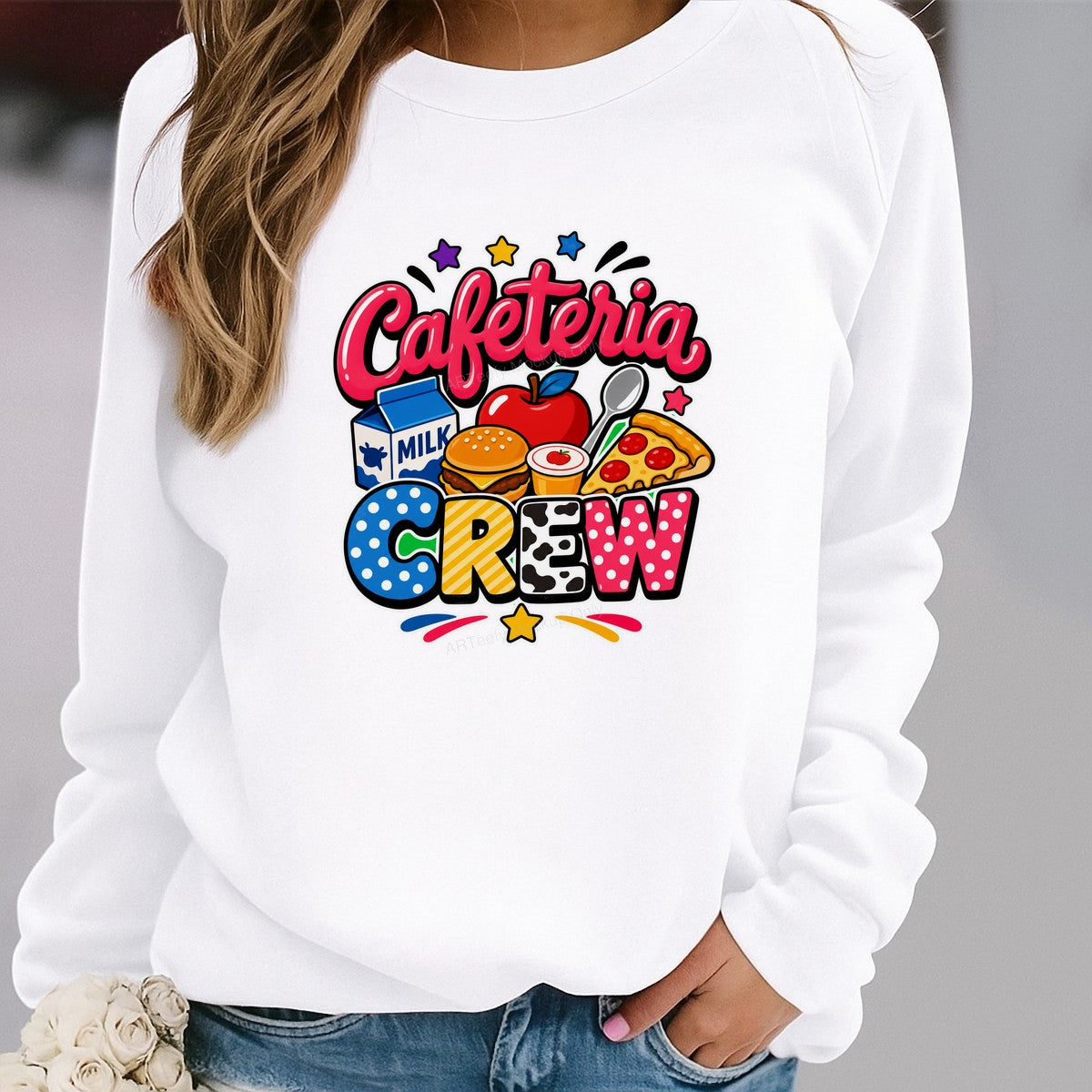 DTF Transfer Cafeteria Crew Lunch Food Cartoon Graphic for T Shirts Hoodies and Lunch Staff Apparel - 2
