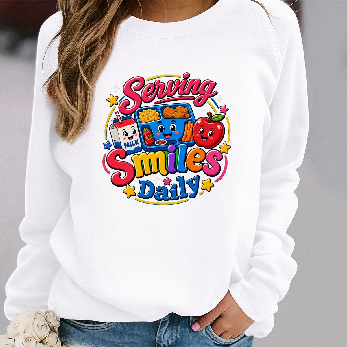 DTF Transfer Serving Smiles Daily School Lunch Tray Cartoon Graphic for T Shirts Hoodies and Teacher Apparel - 2