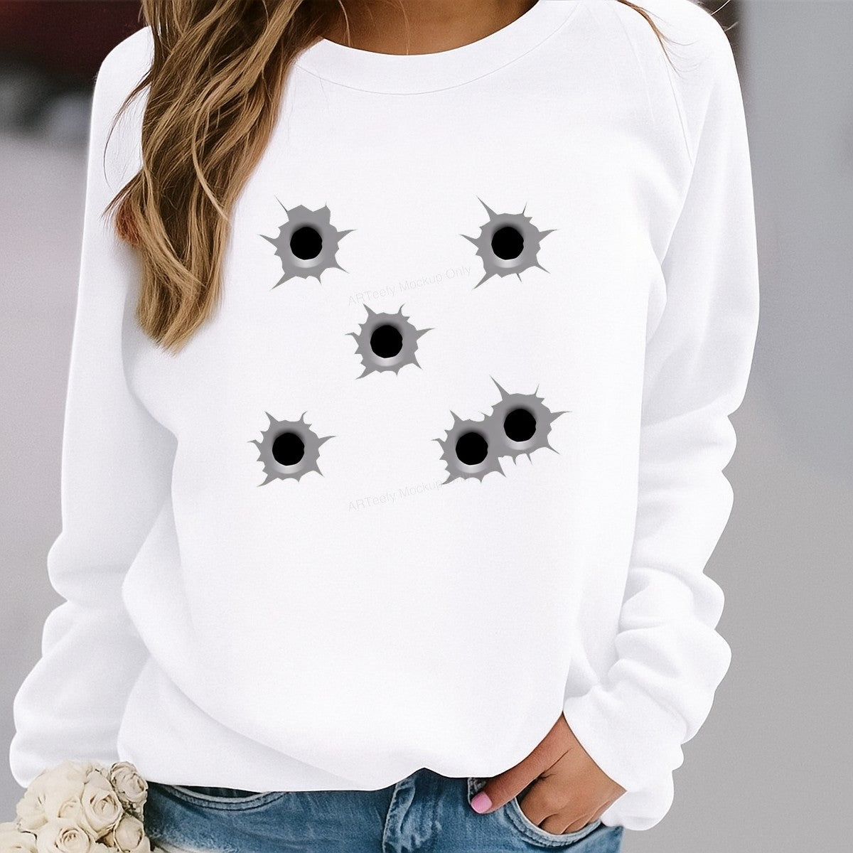 DTF Transfer Realistic Bullet Hole Graphic Design for T Shirts Hoodies and Car Wraps - 2