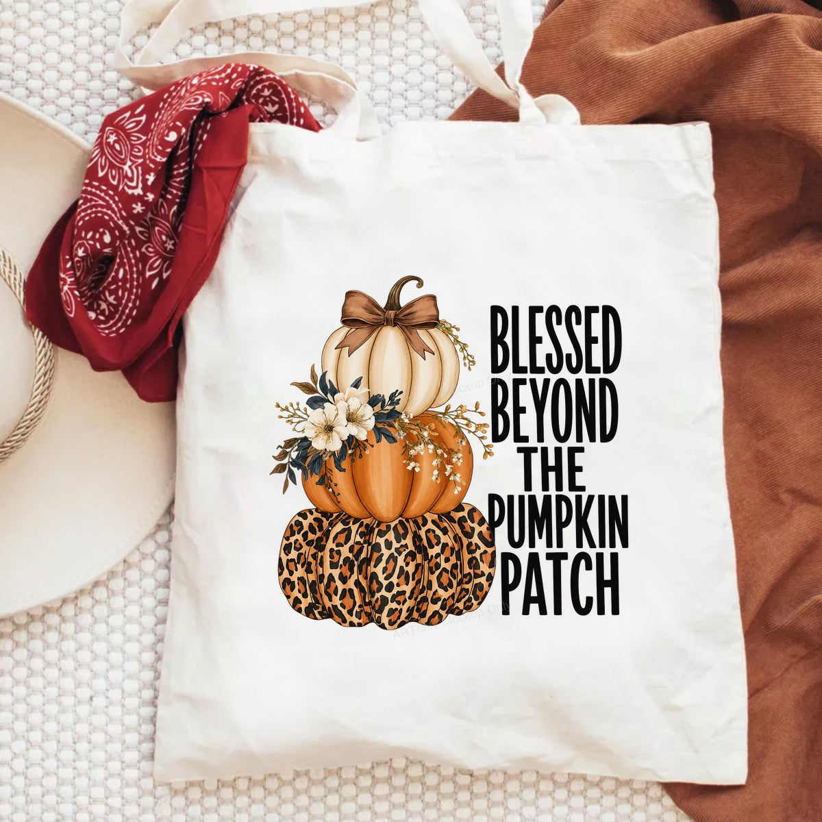 DTF Heat Transfer Blessed Beyond The Pumpkin Patch Leopard Pumpkin Stack Fall Floral Graphic for T Shirts Hoodies and Tote Bags - 2