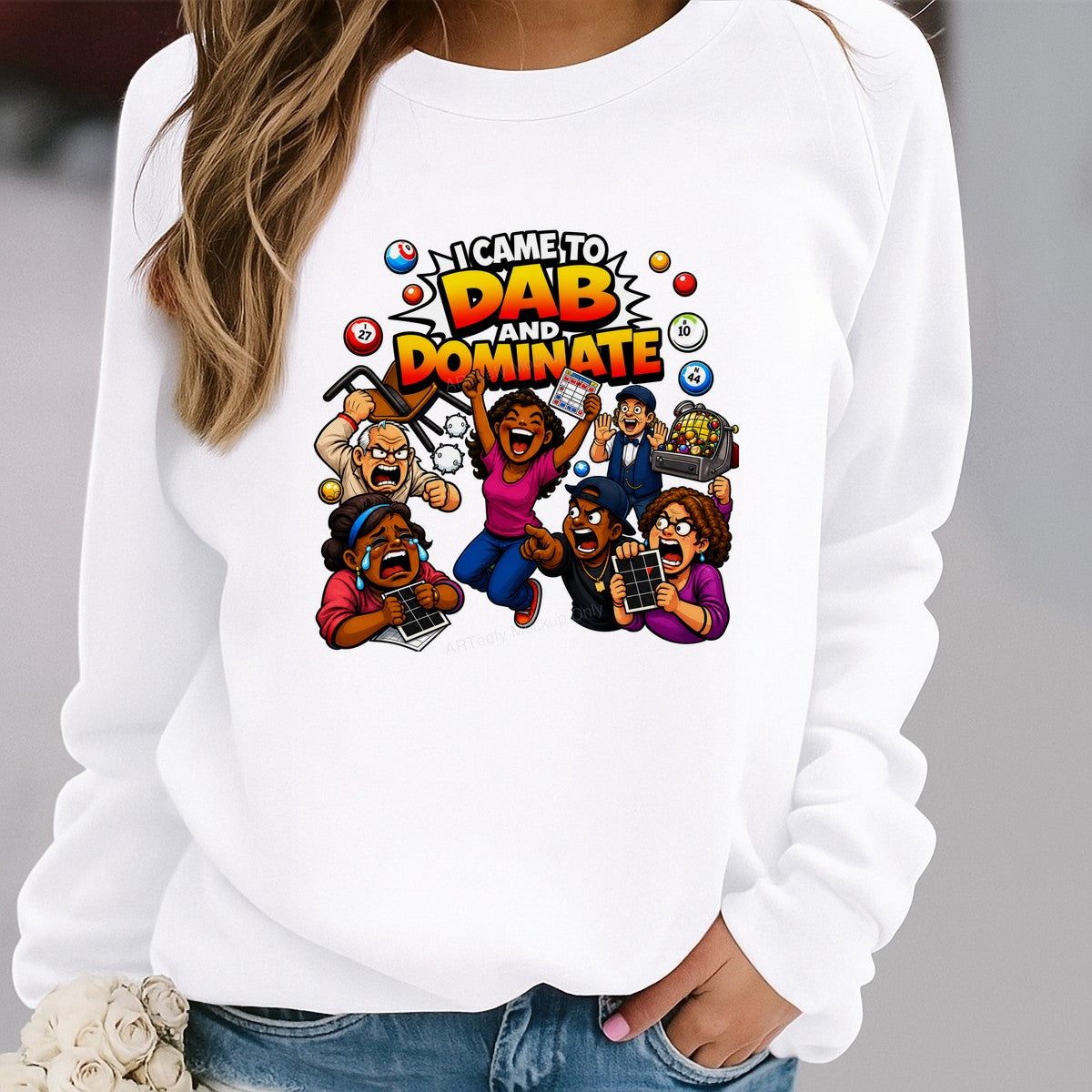 Funny Graphic Transfer I Came To Dab And Dominate Bingo Cartoon Design for T Shirts Hoodies and Tote Bags - 2