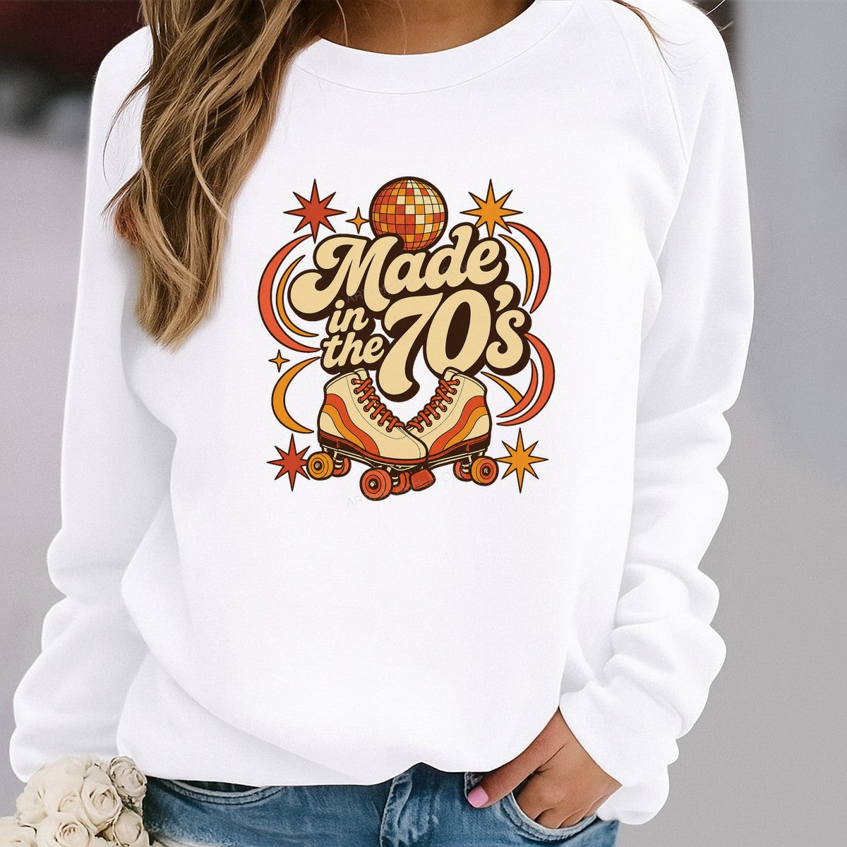 DTF Heat Transfer Made in the 70s Retro Roller Skate Disco Graphic for T Shirts Hoodies and Tote Bags - 2
