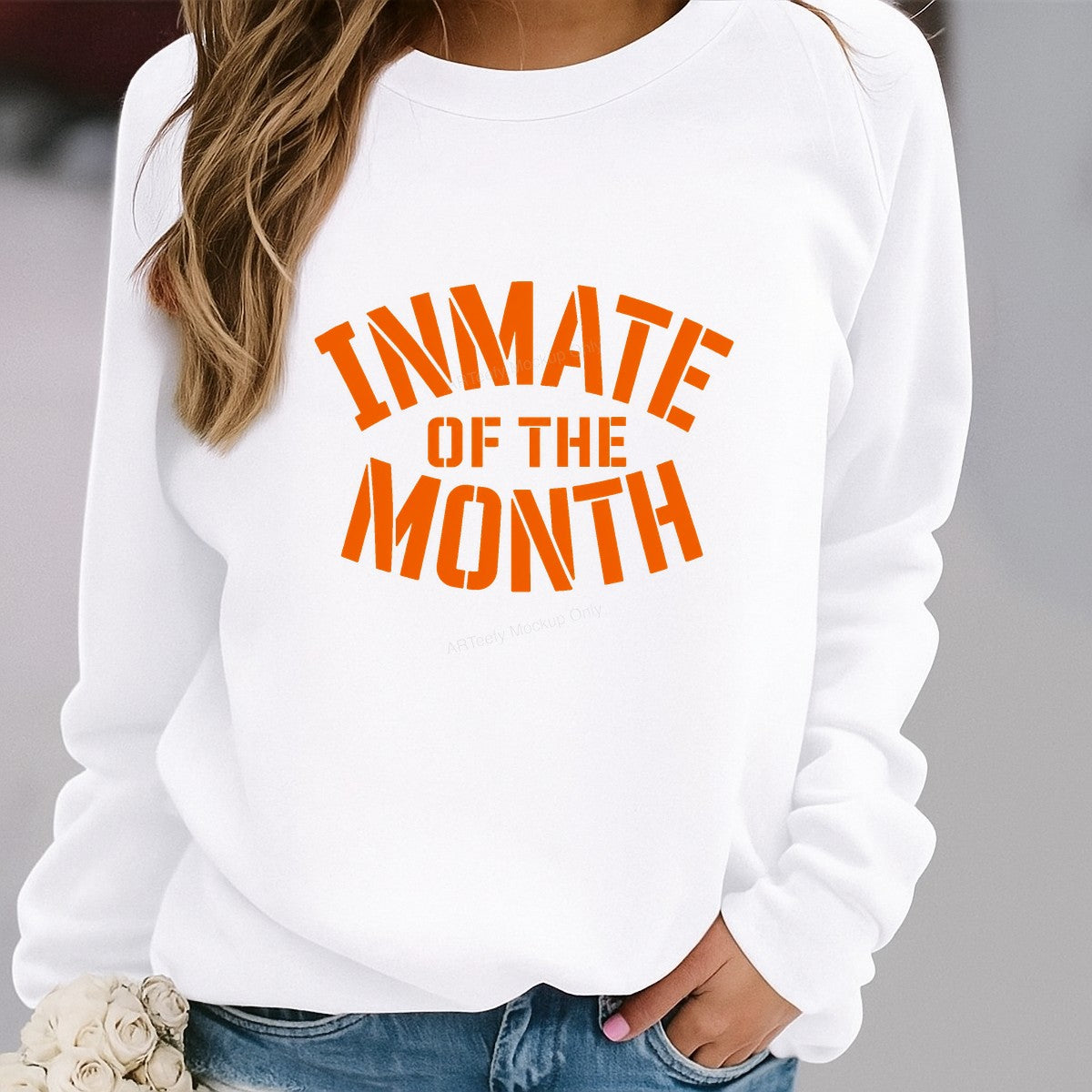 Funny Graphic Transfer Inmate of the Month Bold Orange Jail Quote for T Shirts Hoodies and Gifts - 2