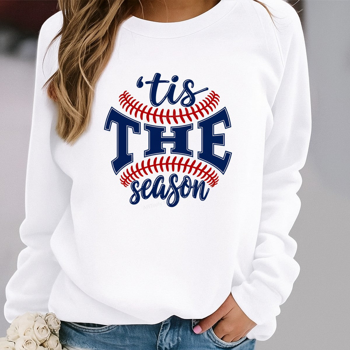 DTF Transfer ’Tis The Season Baseball Script Graphic for T Shirts Hoodies and Game Day Apparel - 2