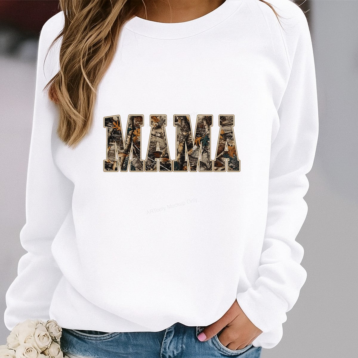 DTF Transfer MAMA Camouflage Forest Letter Graphic for T Shirts Hoodies and Tote Bags - 2