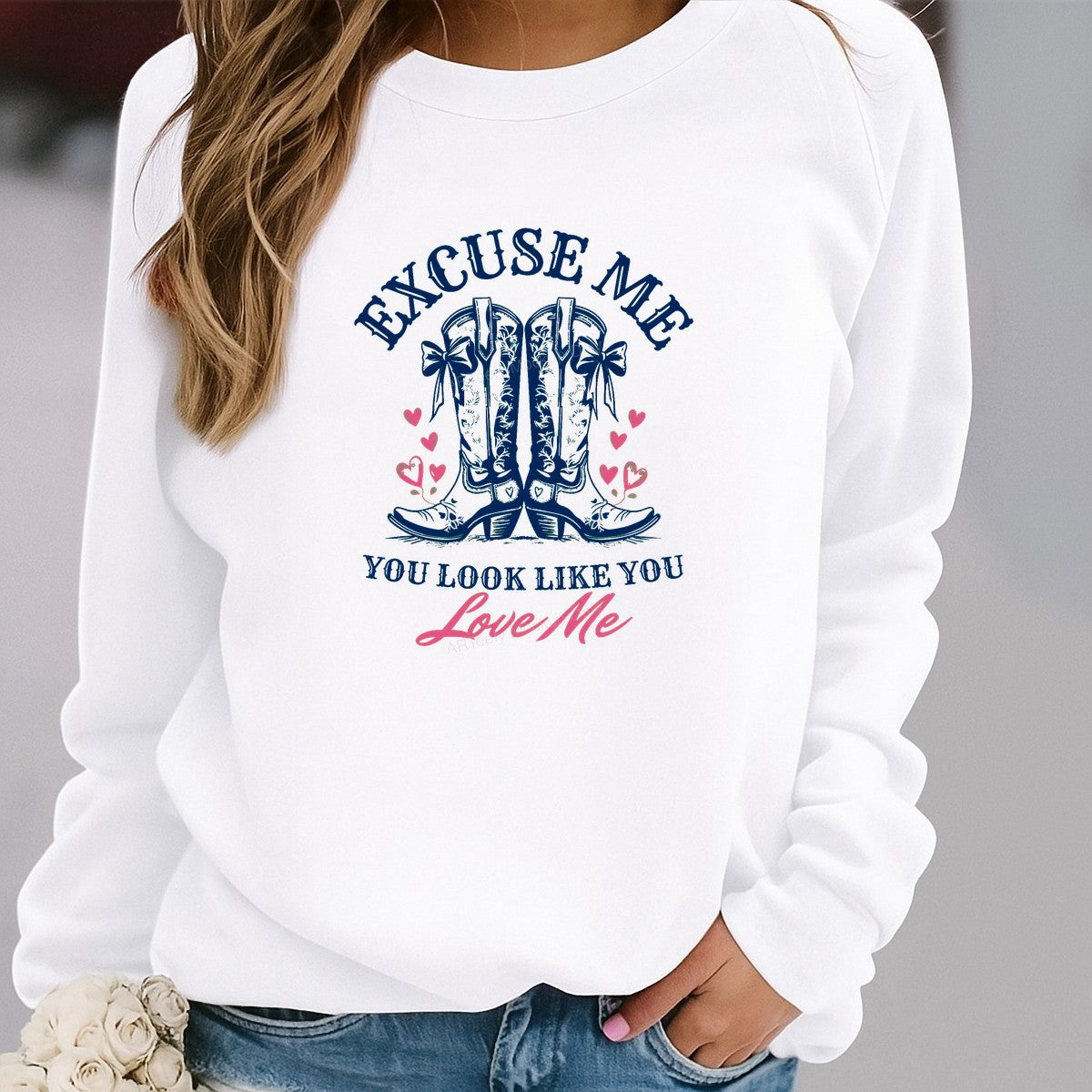 Western Heat Transfer Excuse Me You Look Like You Love Me Cowboy Boots Hearts Graphic for T Shirts Hoodies and Valentine Shirts - 2
