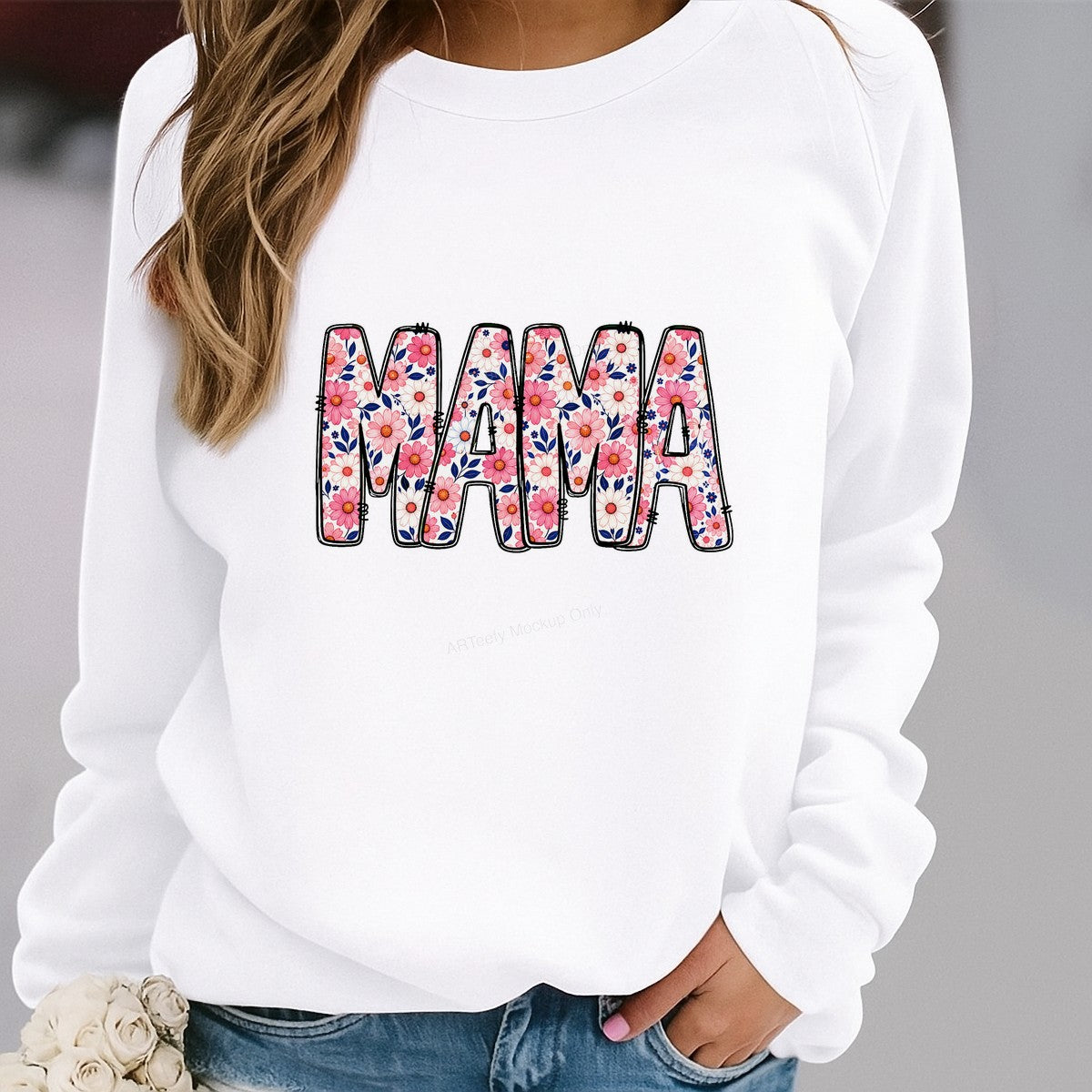 DTF Transfer Floral MAMA Lettering Graphic for T Shirts Hoodies and Mother’s Day Gifts - 2