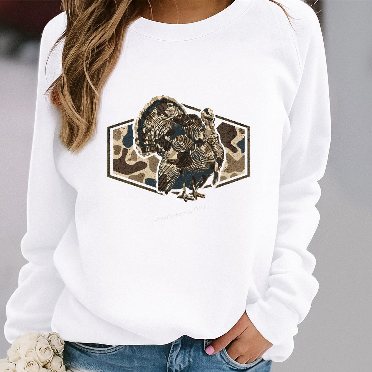 DTF Heat Transfer Wild Turkey Camo Graphic Design for T Shirts Hoodies and Hunting Apparel - 2